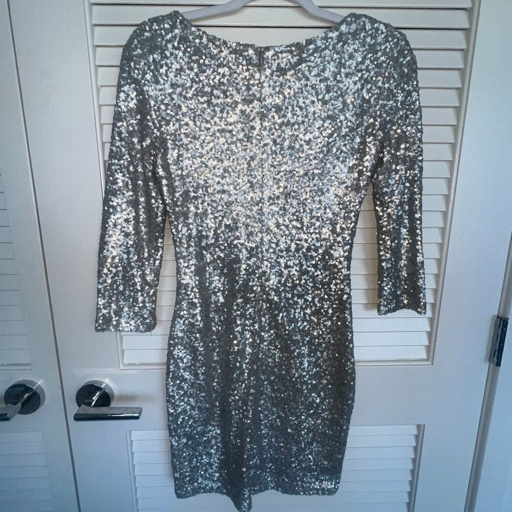 ASOS TFNC London Silver party sequin bodycon mini dress sz S